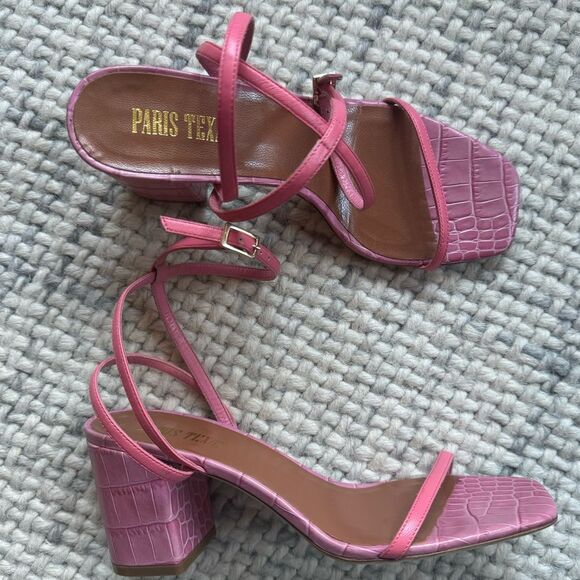 NEW Paris Texas Pink Reptile Block Heel Sandal 37 - Picture 2 of 5